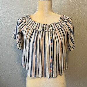 𝅺ASTR Off The Shoulder‎ Colorful Stripes Top Size S